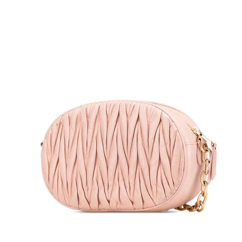Miu Miu Matelasse Lambskin Crossbody Pink Leather Good condition - Back View