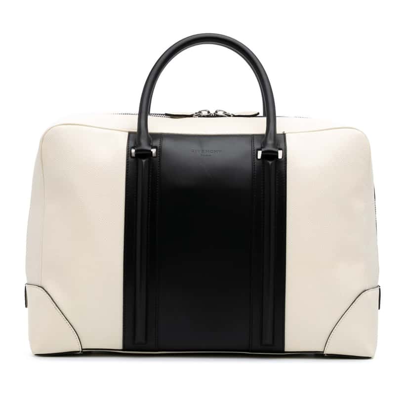 Givenchy Bicolor Grained Calfskin Lucrezia Briefcase White Leather Good condition - Front View
