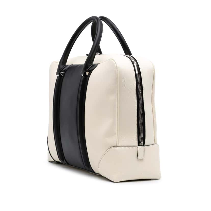 Givenchy Bicolor Grained Calfskin Lucrezia Briefcase White Leather Good condition - Back View