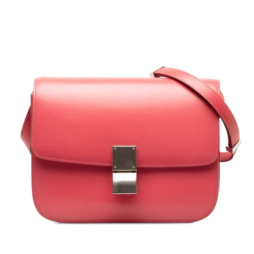 Celine Medium Calfskin Classic Box Pink Leather Good condition - Front View