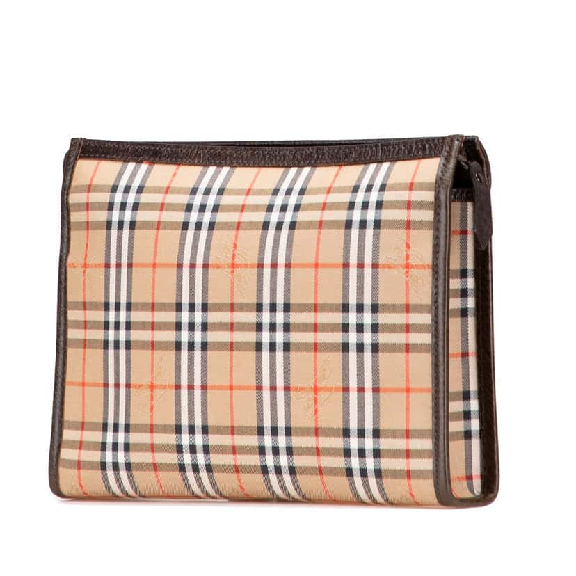 Burberry Haymarket Check Canvas Clutch Brown Canvas Good condition - Back View