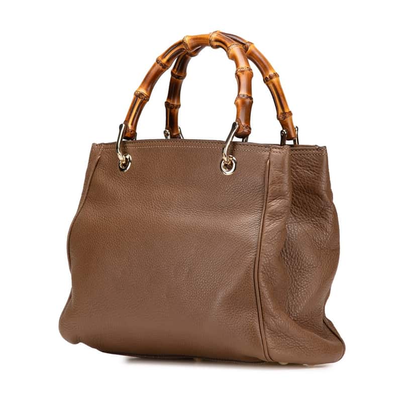 Gucci Small Calfskin Bamboo Shopper Satchel Brown Leather Good condition - Back View