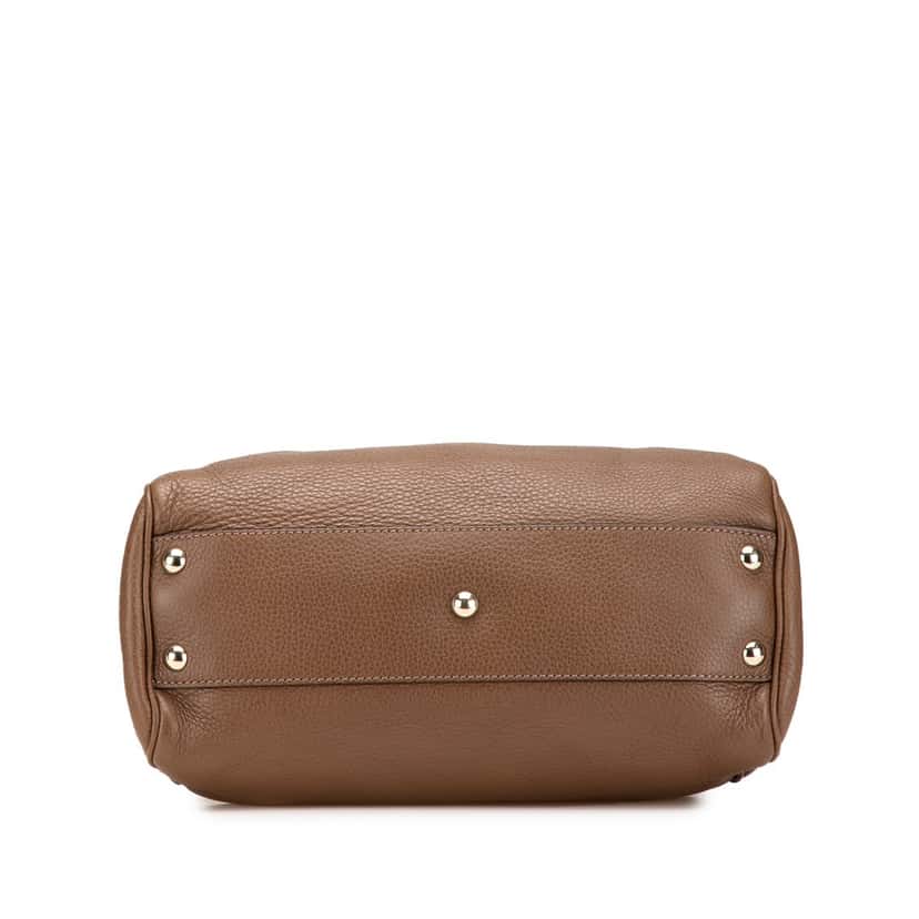 Gucci Small Calfskin Bamboo Shopper Satchel Brown Leather Good condition - Inside View