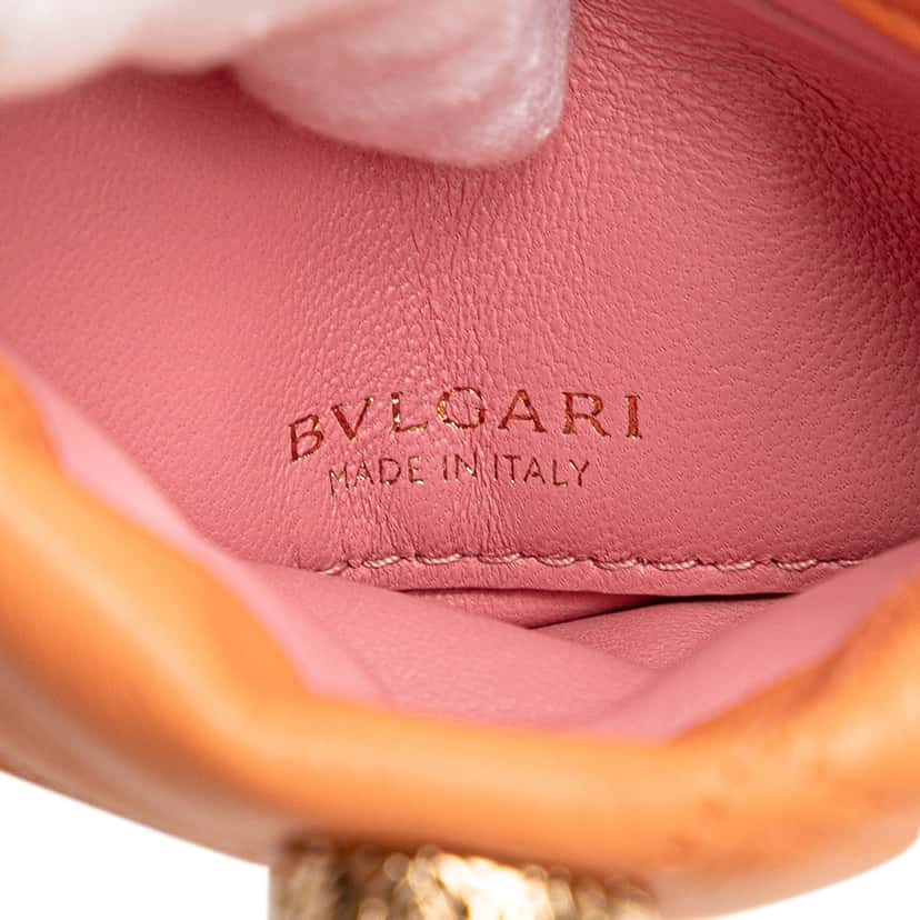 Bvlgari Leather Serpenti Cabochon Phone Case Crossbody Orange Leather Good condition - Box View