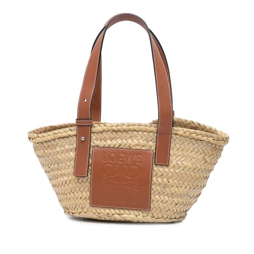 Loewe Small Raffia Basket Tote Brown Good condition - Front View