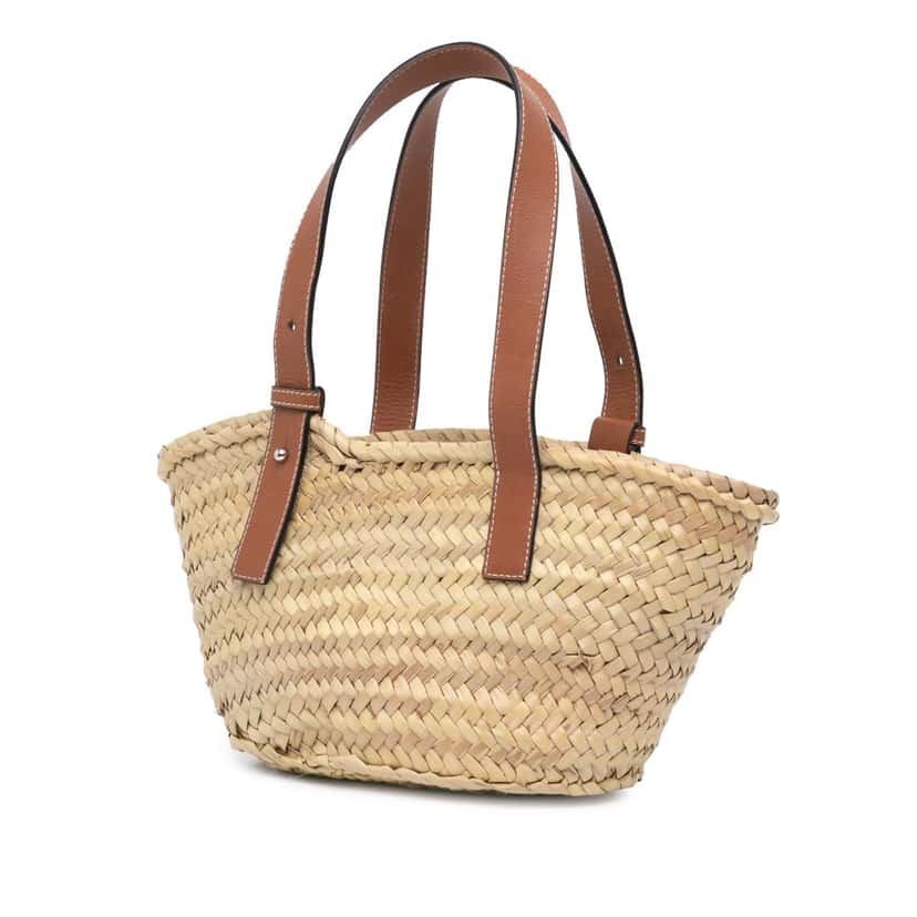 Loewe Small Raffia Basket Tote Brown Good condition - Back View