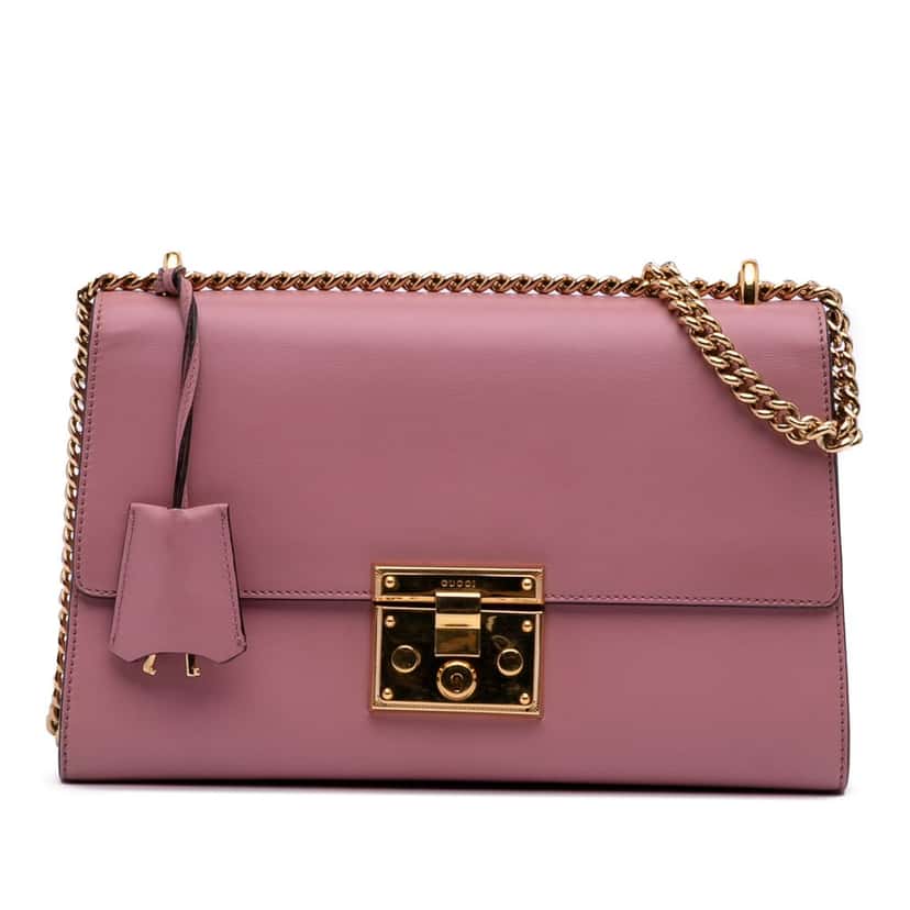 Gucci Medium Leather Padlock Shoulder Bag Pink Leather Good condition - Front View