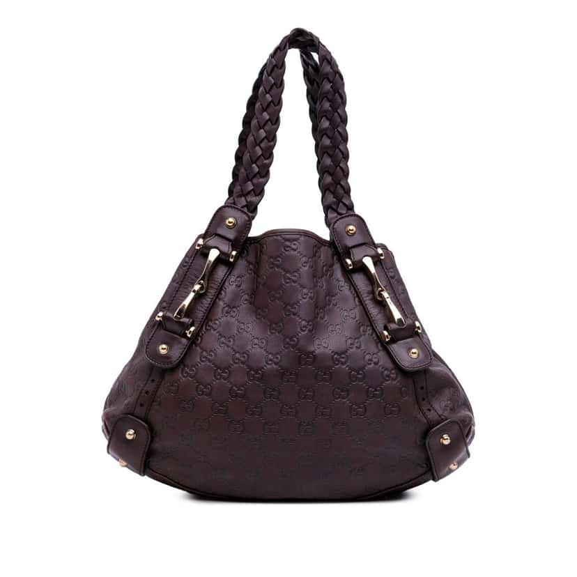 Gucci Guccissima Horsebit Pelham Shoulder Bag Brown Leather Good condition - Front View