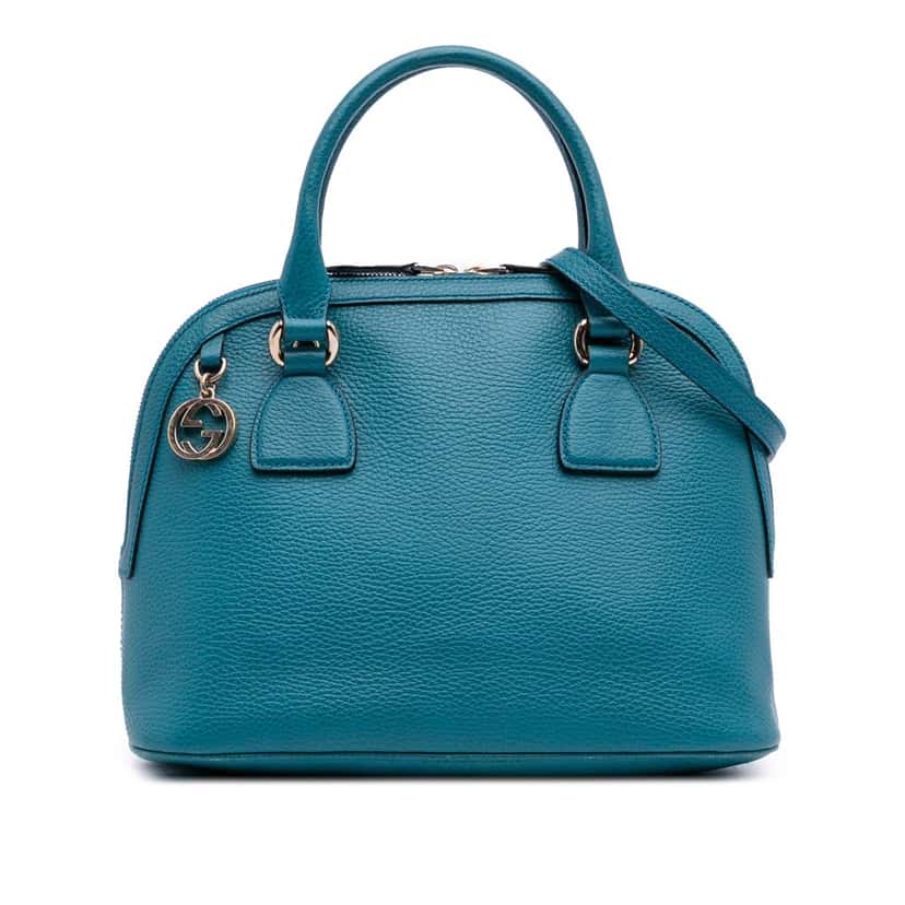 Gucci Small Dollar Calfskin GG Charm Dome Satchel Blue Leather Good condition - Front View