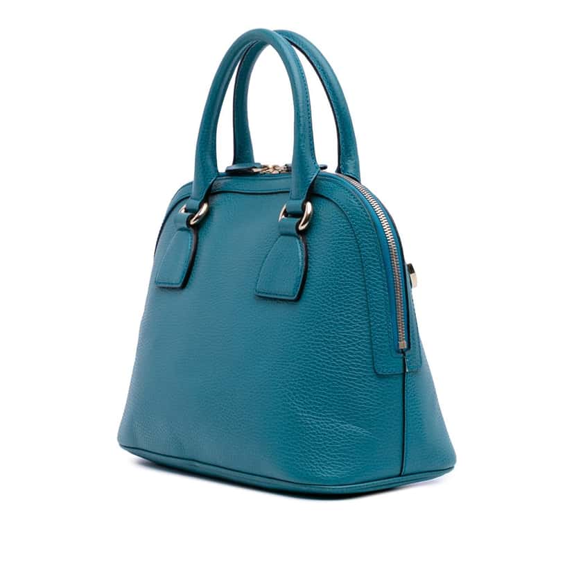 Gucci Small Dollar Calfskin GG Charm Dome Satchel Blue Leather Good condition - Back View