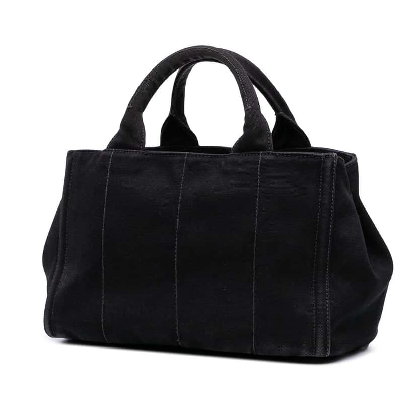 Prada Small Canvas Canapa Bijoux Satchel Black Canvas Good condition - Back View