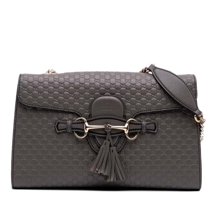 Gucci Medium Microguccissima Emily Shoulder Bag Grey Leather Good condition - Front View
