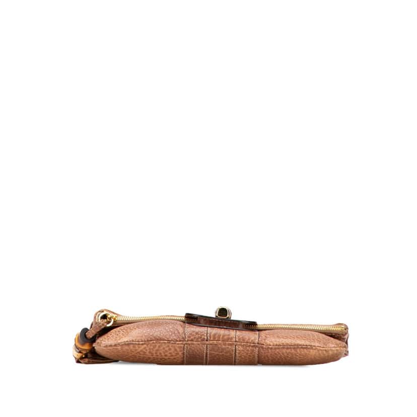 Gucci Leather Bamboo Lucy Fold Over Clutch Brown Leather Good condition - Inside View