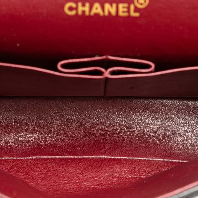 Chanel Medium Classic Lambskin Double Flap Black Leather Fair condition - Model View