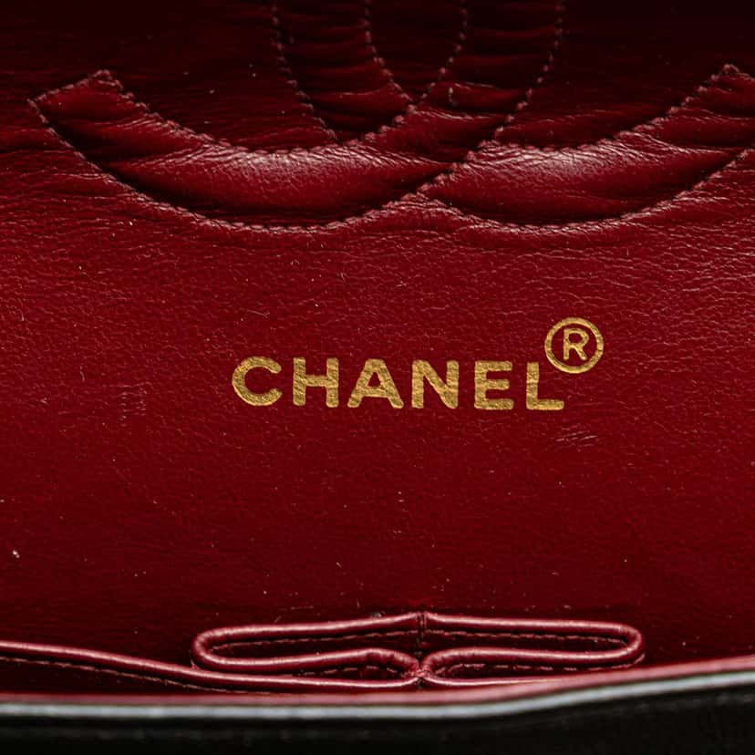 Chanel Medium Classic Lambskin Double Flap Black Leather Fair condition - Box View