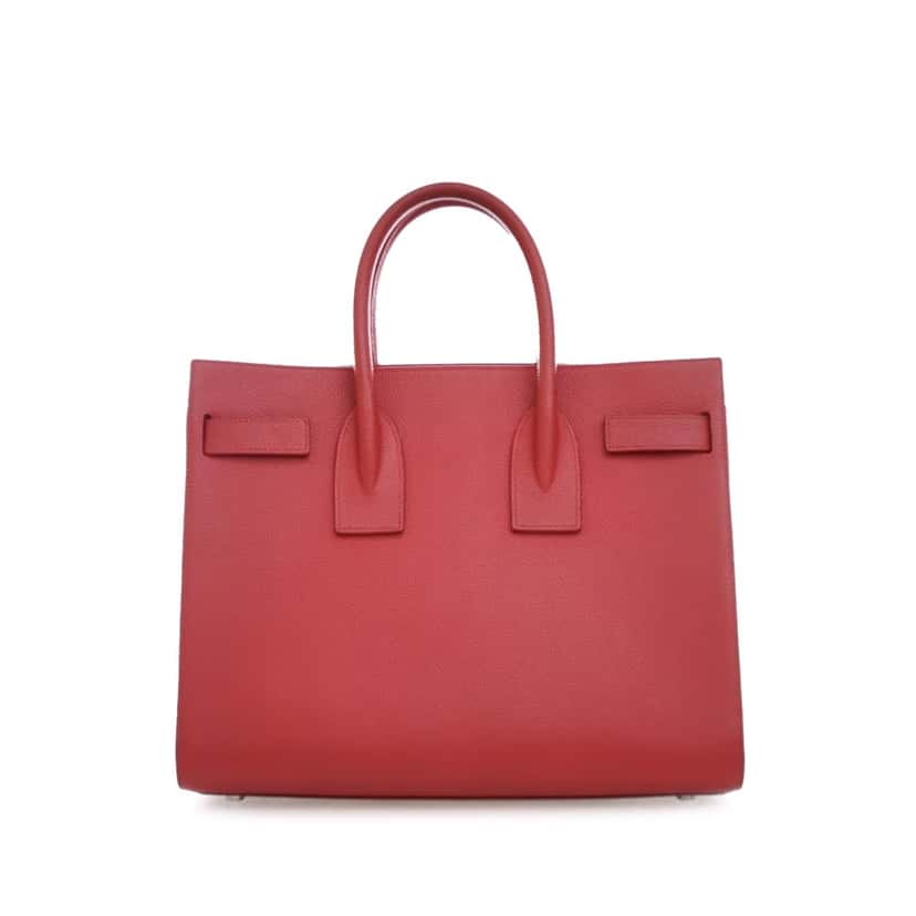 Saint Laurent Small Grained Calfskin Sac de Jour Satchel Red Leather Good condition - Back View