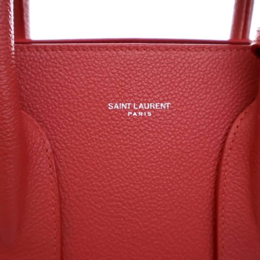 Saint Laurent Small Grained Calfskin Sac de Jour Satchel Red Leather Good condition - Model View