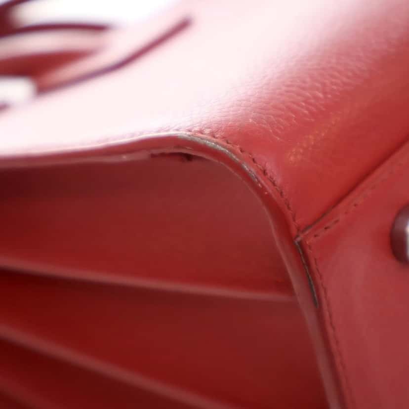 Saint Laurent Small Grained Calfskin Sac de Jour Satchel Red Leather Good condition - Box View