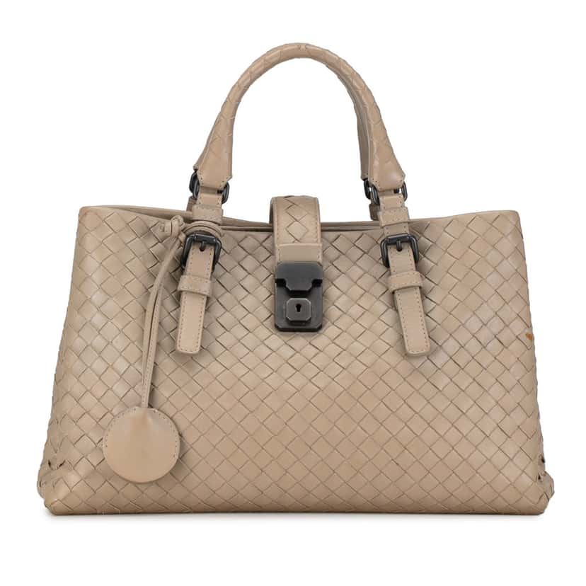 Bottega Veneta Small Nappa Intrecciato Roma Satchel Brown Leather Good condition - Front View