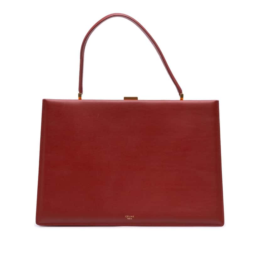 Celine Medium Calfskin Clasp Handbag Red Leather Good condition - Front View
