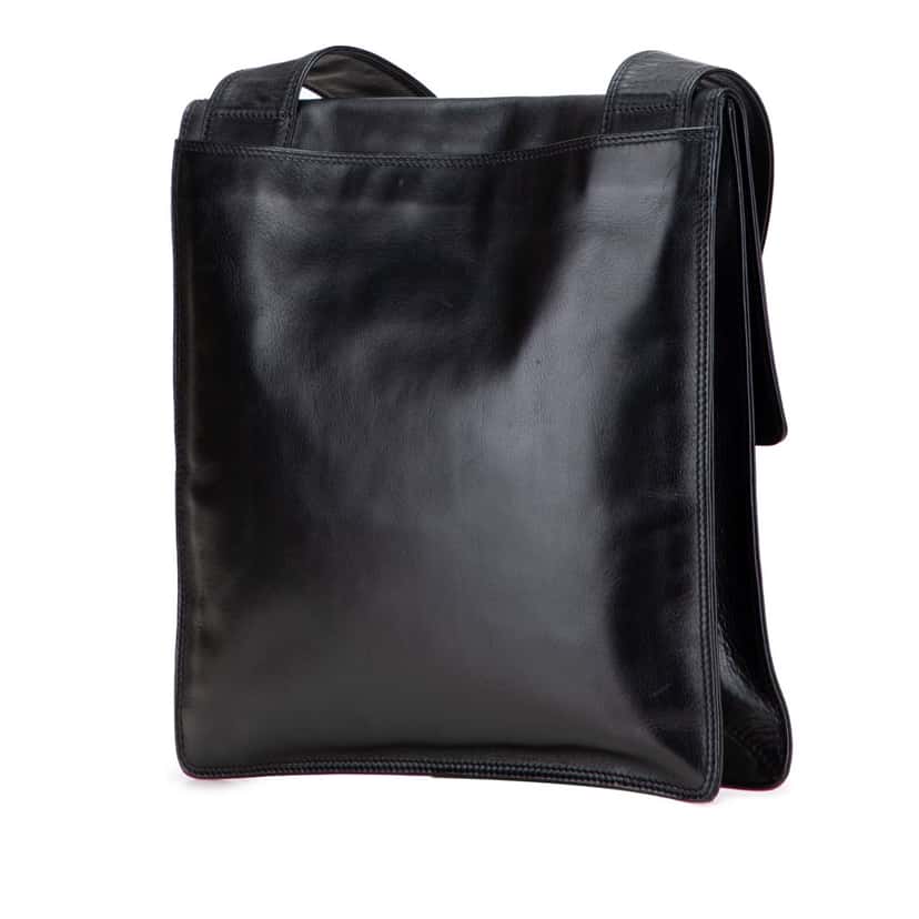 Chanel Lambskin Messenger Bag Black Leather Good condition - Back View