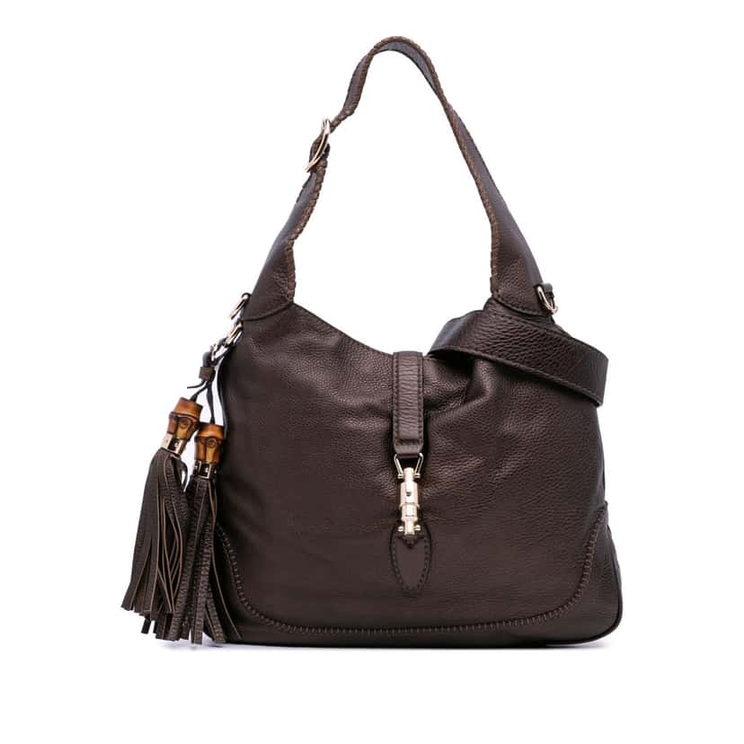 Gucci Medium Calfskin New Jackie Satchel Brown Leather Good condition - Front View