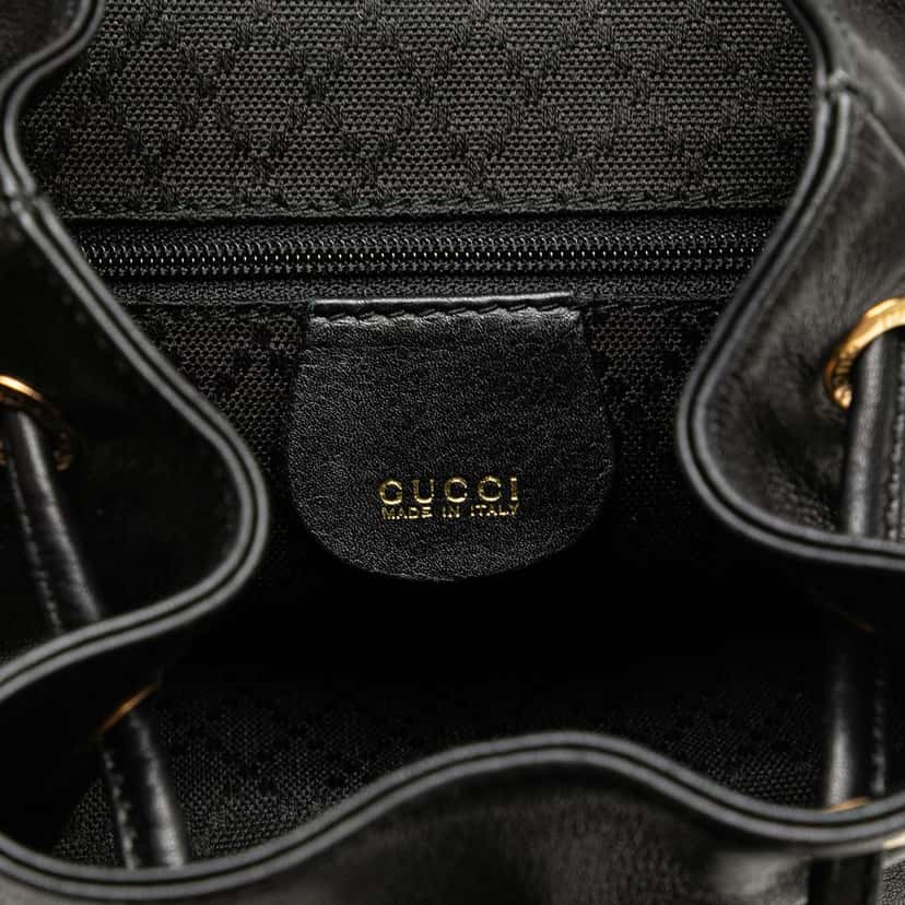 Gucci Leather Bamboo Backpack Black Leather Good condition - Box View