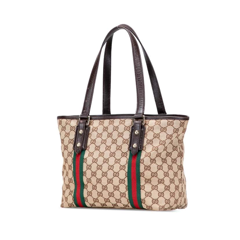 Gucci GG Canvas Jolicoeur Tote Brown Canvas Good condition - Back View
