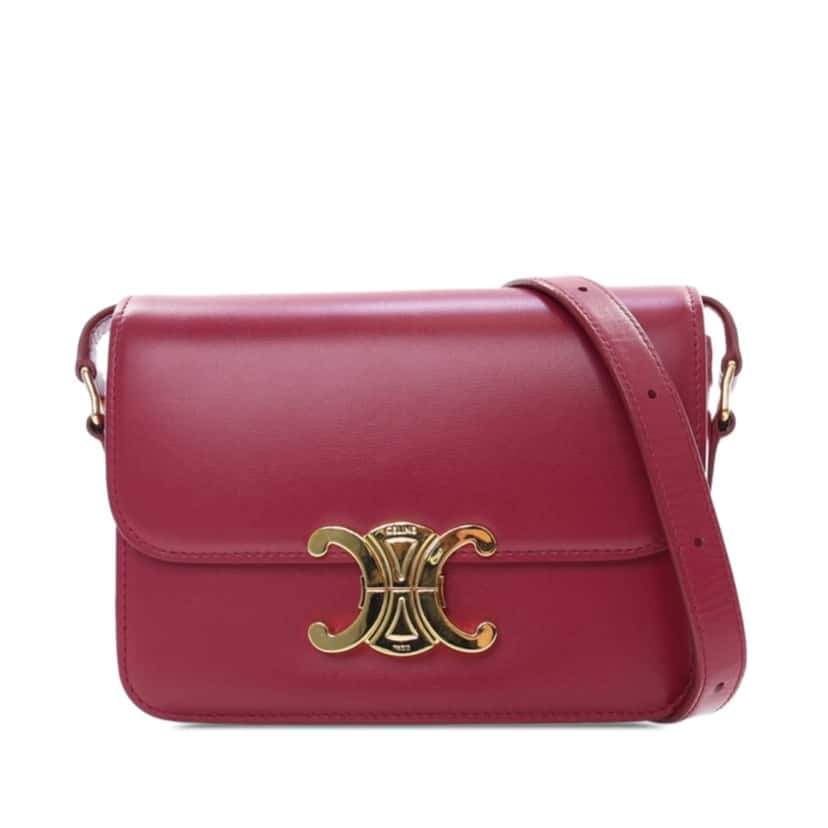 Celine Teen Shiny Calfskin Triomphe Crossbody Red Leather Good condition - Front View