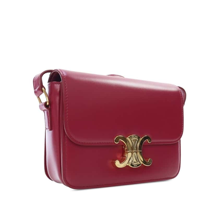 Celine Teen Shiny Calfskin Triomphe Crossbody Red Leather Good condition - Back View