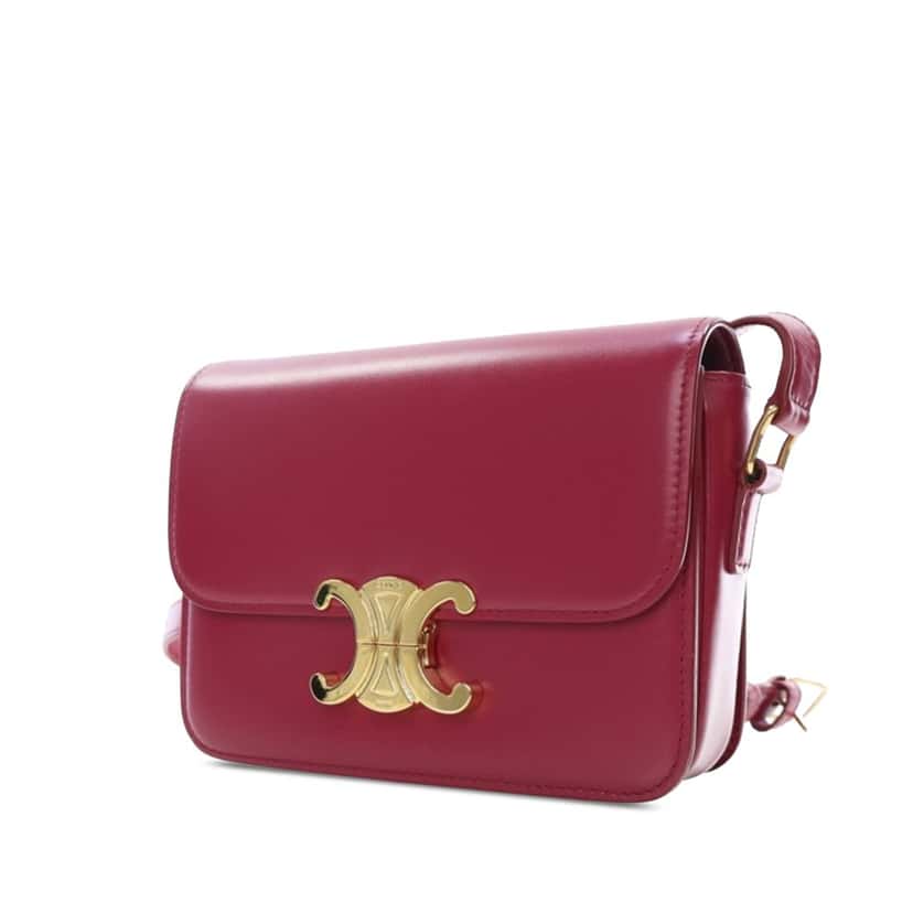 Celine Teen Shiny Calfskin Triomphe Crossbody Red Leather Good condition - Inside View