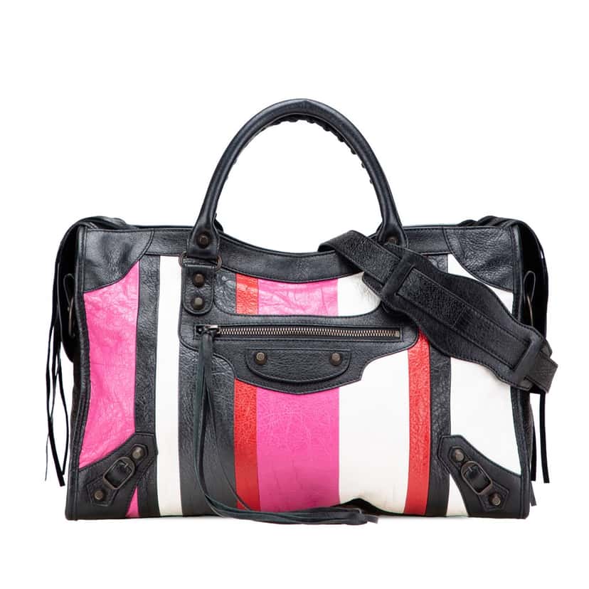 Balenciaga Lambskin Motocross Arena Multicolore Classic City Satchel Pink Leather Good condition - Front View