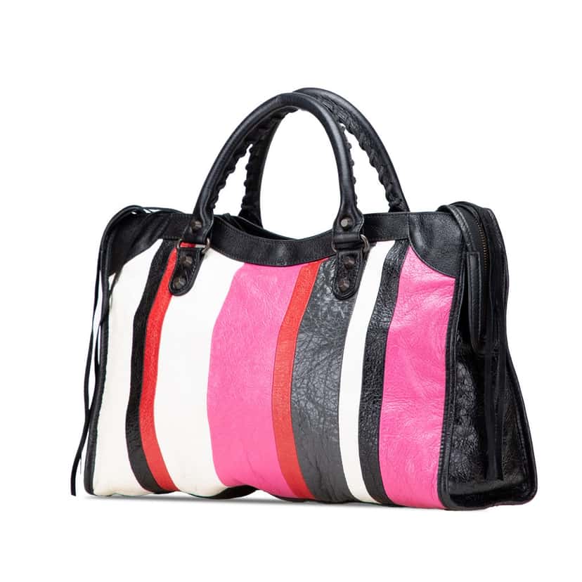Balenciaga Lambskin Motocross Arena Multicolore Classic City Satchel Pink Leather Good condition - Back View