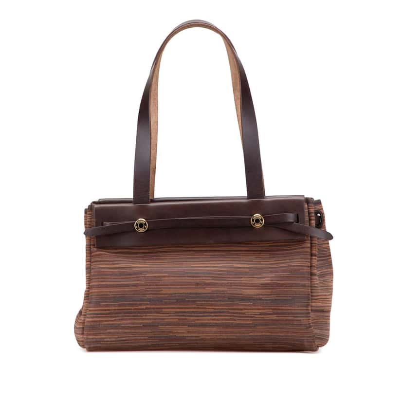 Hermès Vibrato Herbag Cabas PM Brown Leather Good condition - Front View