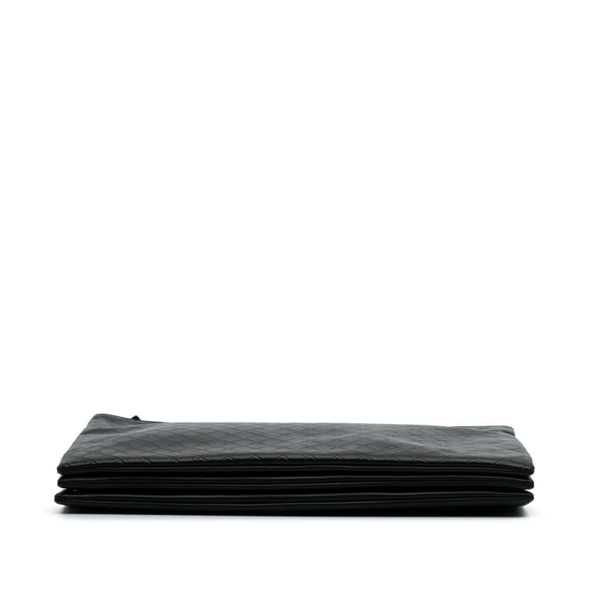 Bottega Veneta Lambskin Embossed Intrecciato Triple Zip Messenger Bag Black Leather Good condition - Inside View