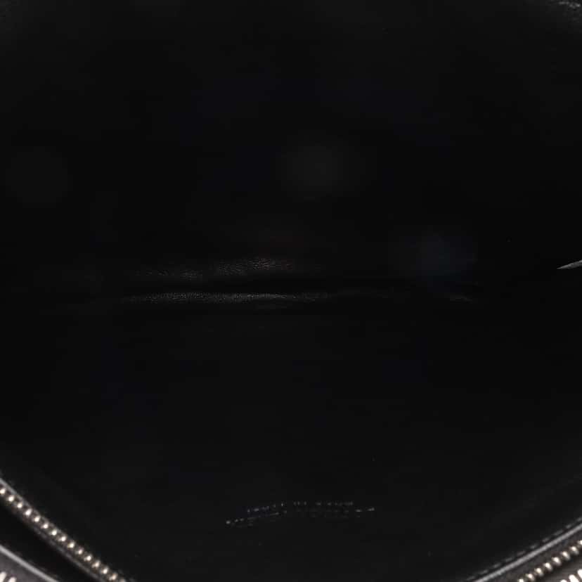 Bottega Veneta Lambskin Embossed Intrecciato Triple Zip Messenger Bag Black Leather Good condition - Box View