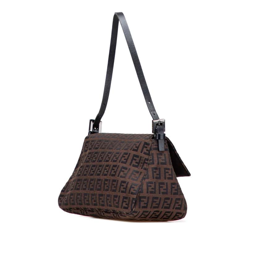 Fendi Mini Zucchino Canvas Mamma Forever Brown Canvas Good condition - Back View