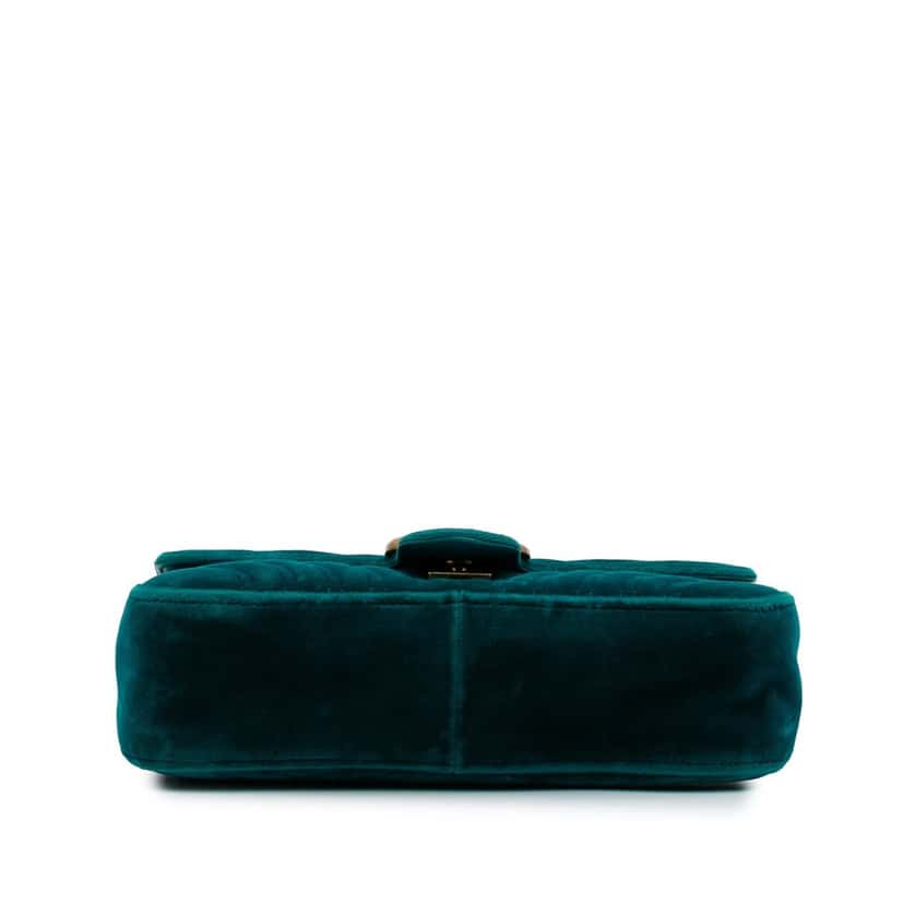 Gucci Small GG Marmont Matelasse Velvet Flap Crossbody Blue Velvet Good condition - Inside View