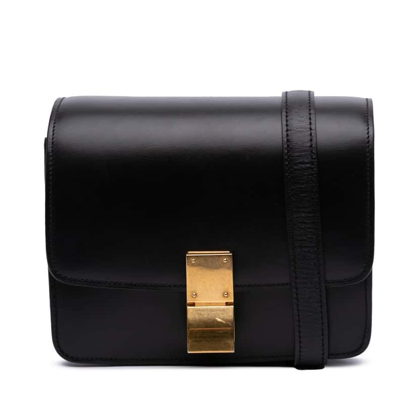 Celine Small Calfskin Classic Box Black Leather Good condition - Front View