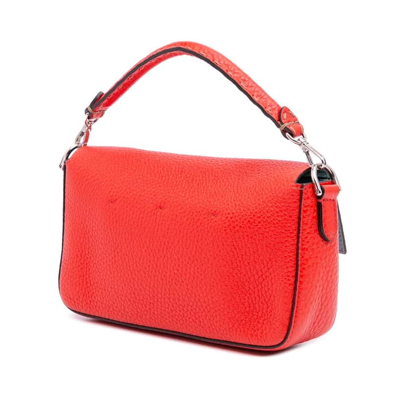 Fendi Mini Leather Baguette Satchel Red Leather Very good condition - Back View