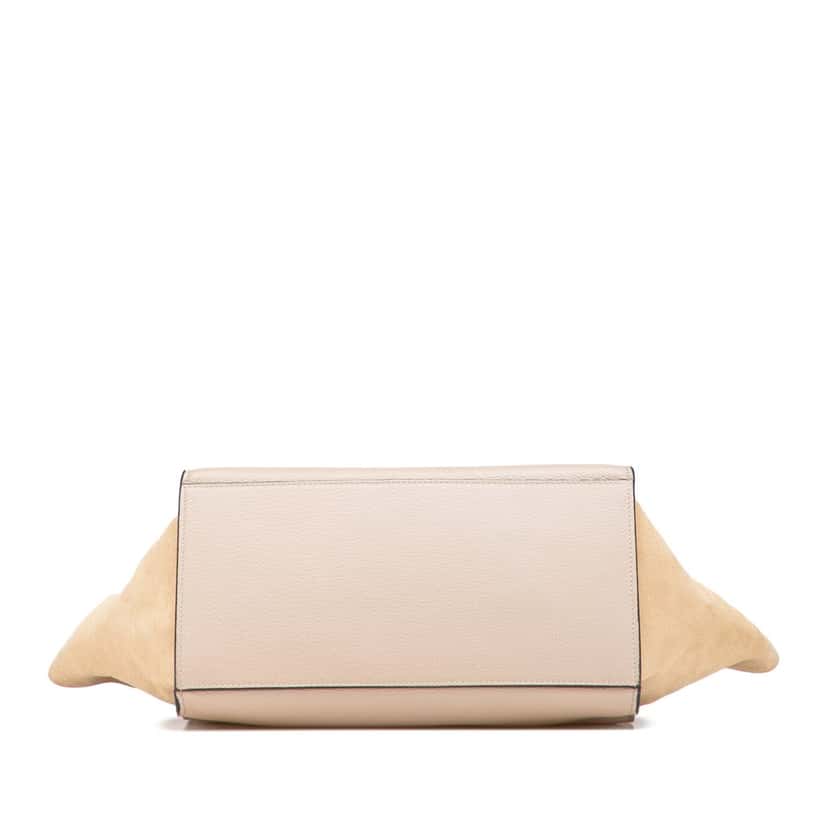 Celine Medium Drummed Calfskin and Suede Trapeze Satchel Brown Leather Good condition - Inside View