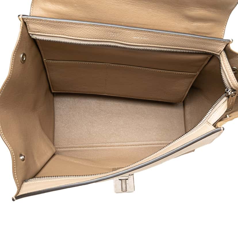 Celine Medium Drummed Calfskin and Suede Trapeze Satchel Brown Leather Good condition - Model View