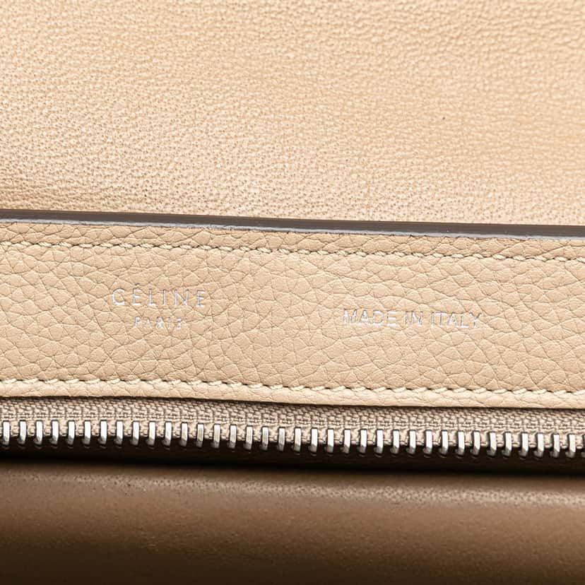 Celine Medium Drummed Calfskin and Suede Trapeze Satchel Brown Leather Good condition - Box View