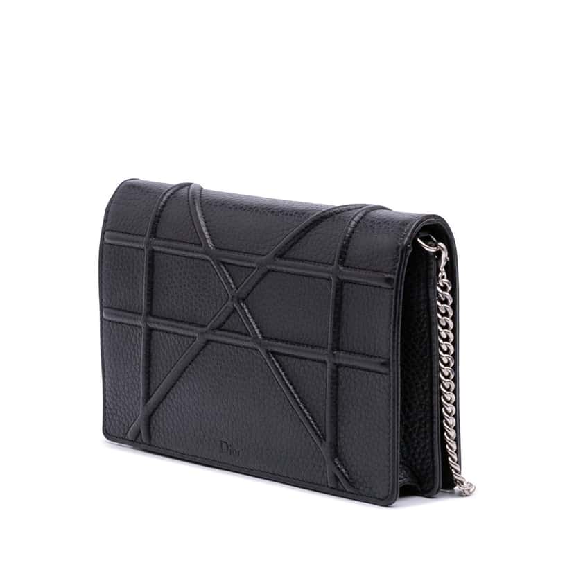Dior Grained Calfskin Diorama Wallet on Chain Black Leather Good condition - Back View