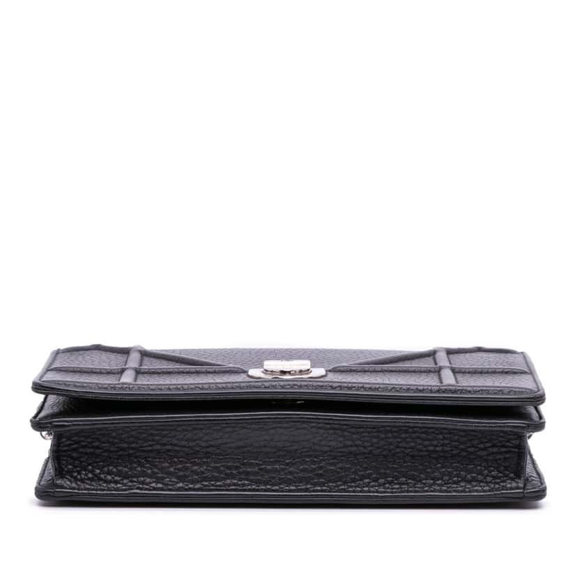 Dior Grained Calfskin Diorama Wallet on Chain Black Leather Good condition - Inside View