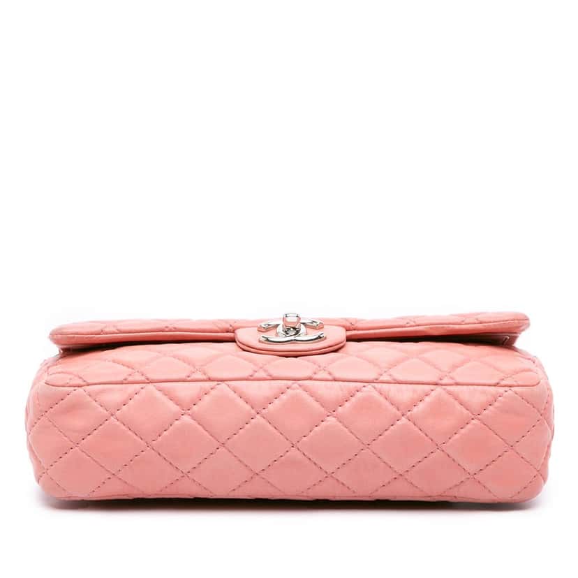 Chanel Medium Classic Lambskin Double Flap Pink Leather Good condition - Inside View