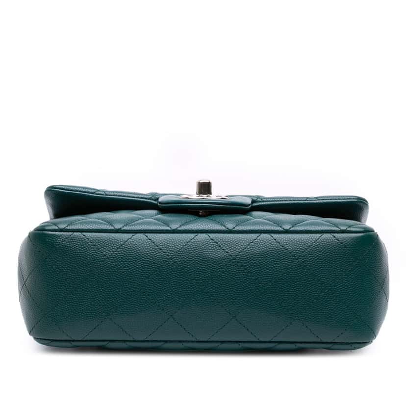 Chanel Mini Rectangular Classic Caviar Single Flap Blue Leather Good condition - Inside View