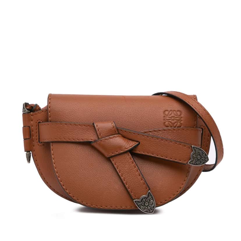 Loewe Mini Leather Gate Crossbody Brown Leather Good condition - Front View