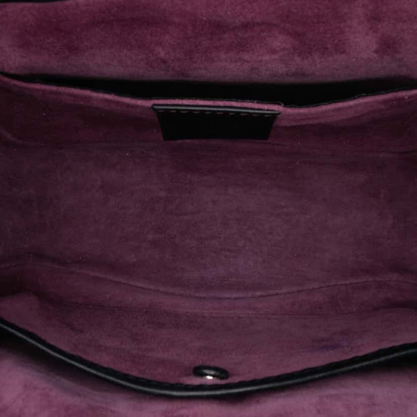 Gucci Mini Polished Leather Bamboo Lady Lock Top Handle Bag Black Leather Good condition - Model View