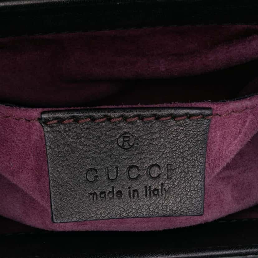 Gucci Mini Polished Leather Bamboo Lady Lock Top Handle Bag Black Leather Good condition - Box View